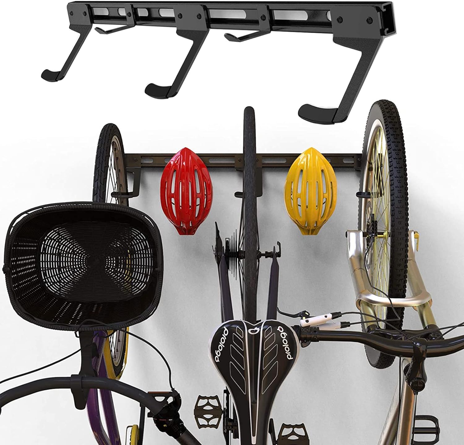3 Bikes + Helmets Wall Mounted Bike Rack 3 Bikes + Helmets Wall Mounted Bike Rack