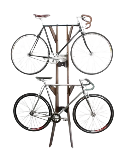 Wooden Double Bicycle Rack in Dark Coffee