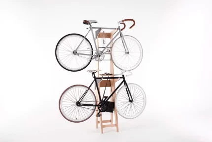 Wooden Double Bike Rack Dark Brown